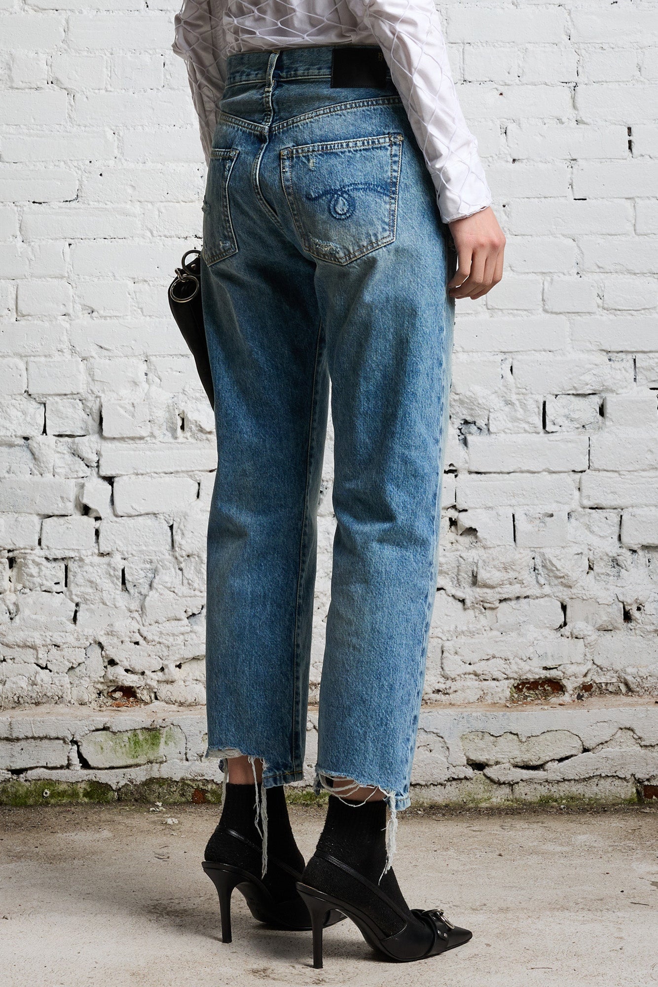 Boyfriend Jean- Bain with Rips | R13 - 6