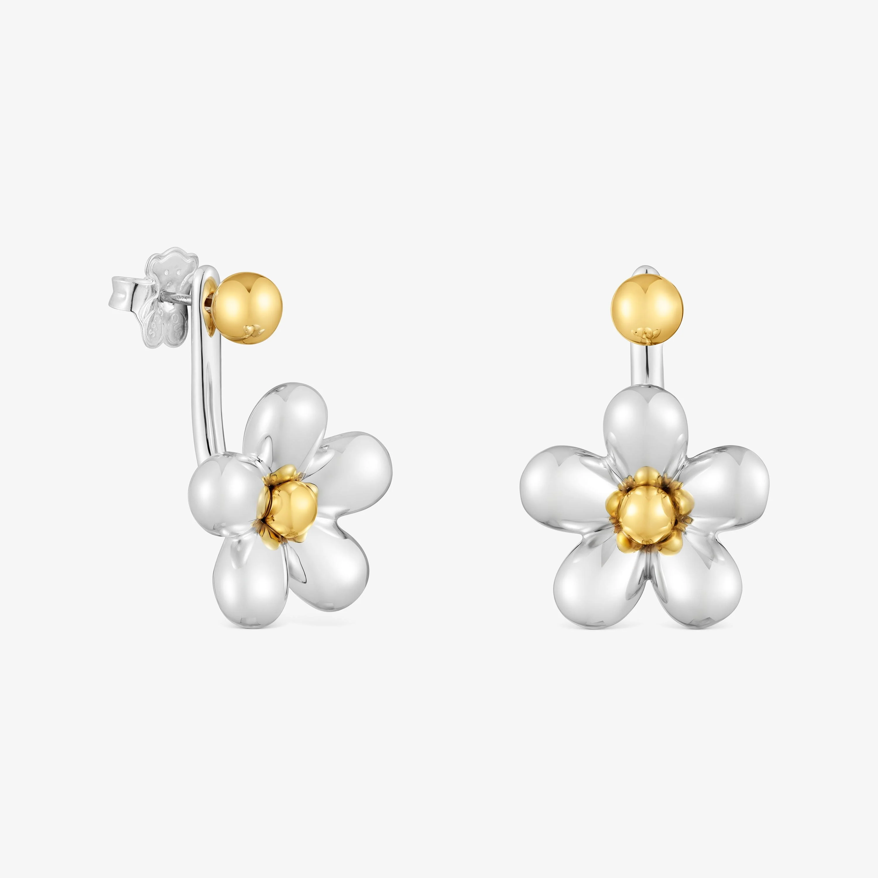 Short two-tone flower Earrings Daisy - 1