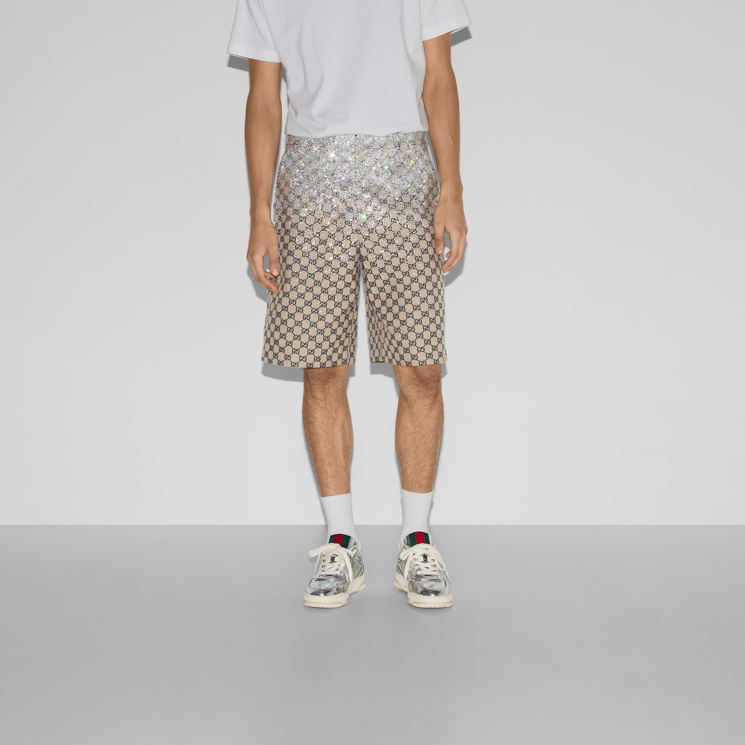 GG canvas shorts with crystals - 3