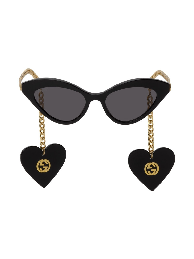 Black Chain Cat-Eye Sunglasses - 1
