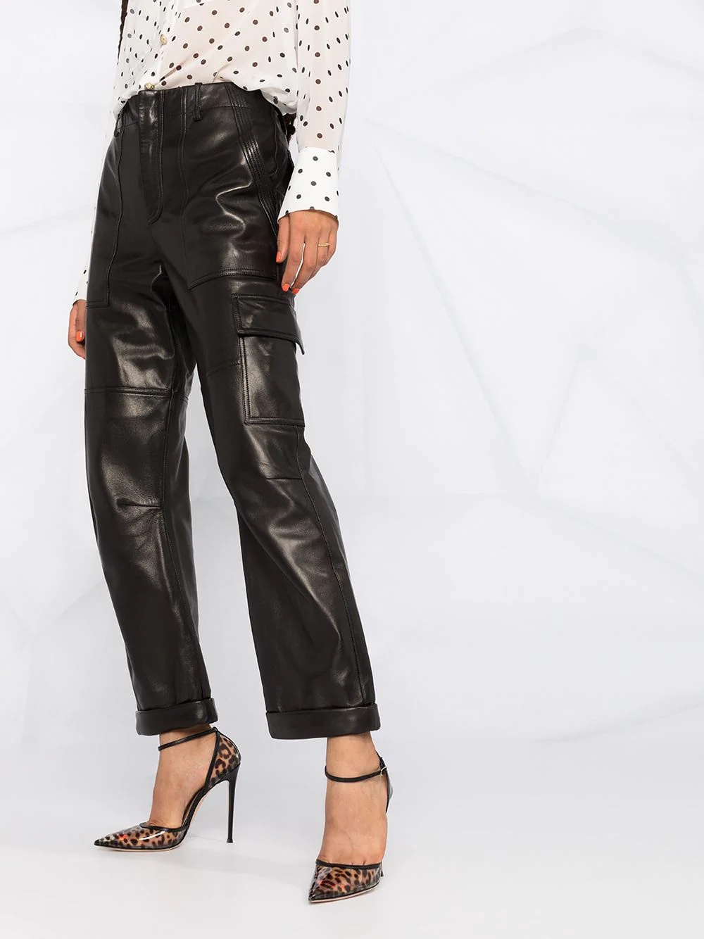 polished-finish trousers - 3