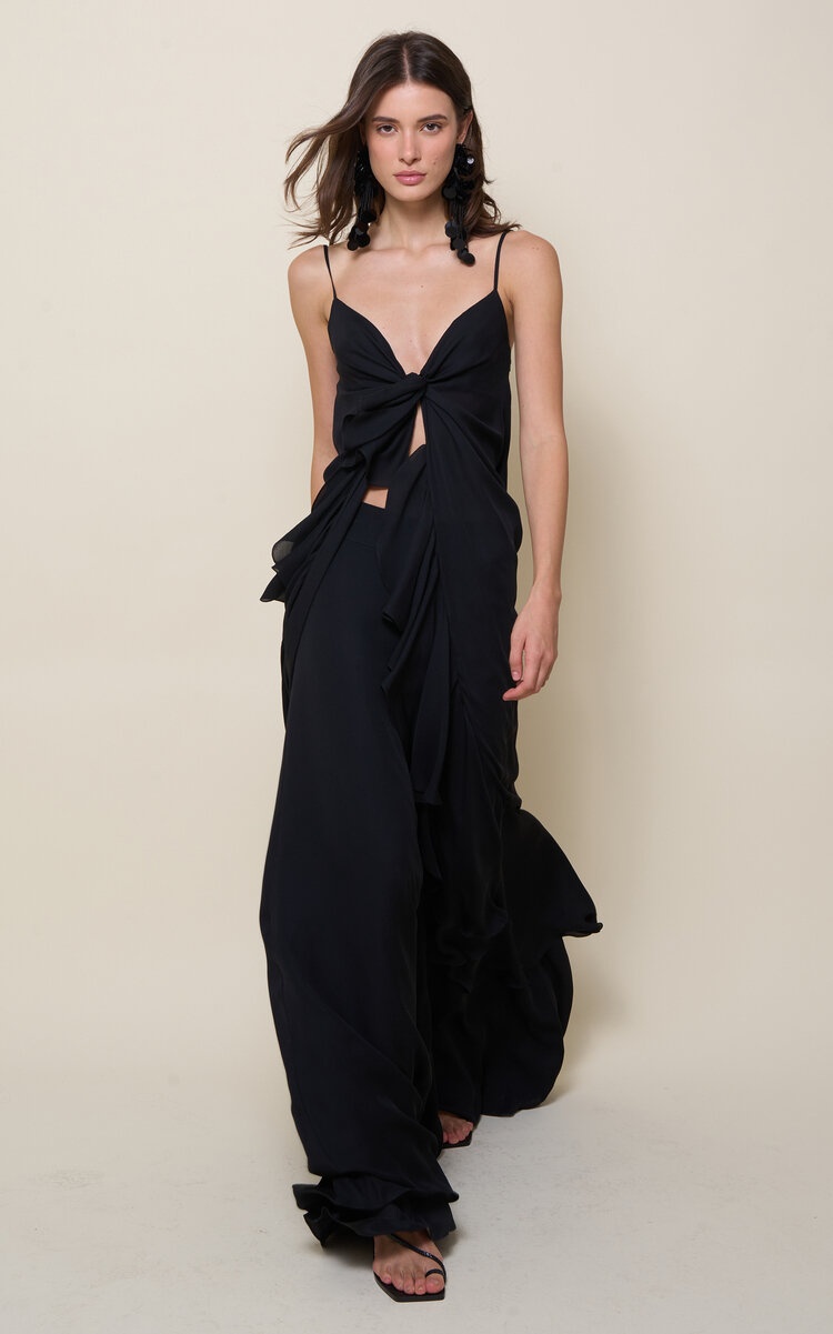 Iluminating Ruffled Silk Top black - 2