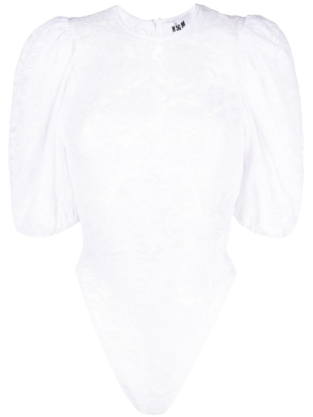 floral-lace puff-sleeve top - 1