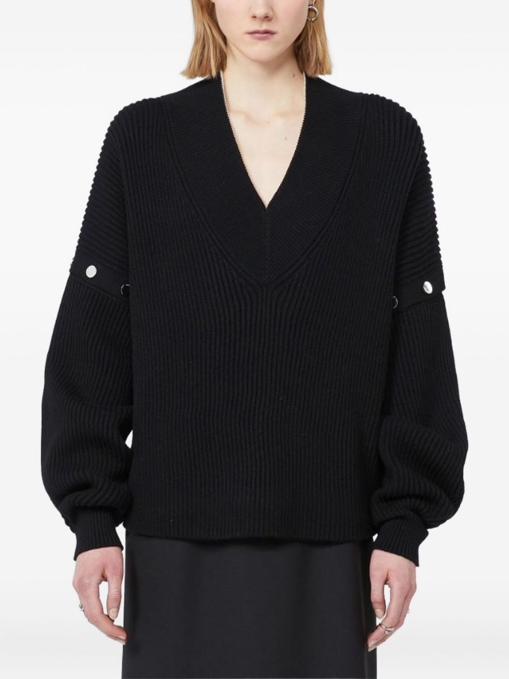 ribbed v-neck sweater - 3