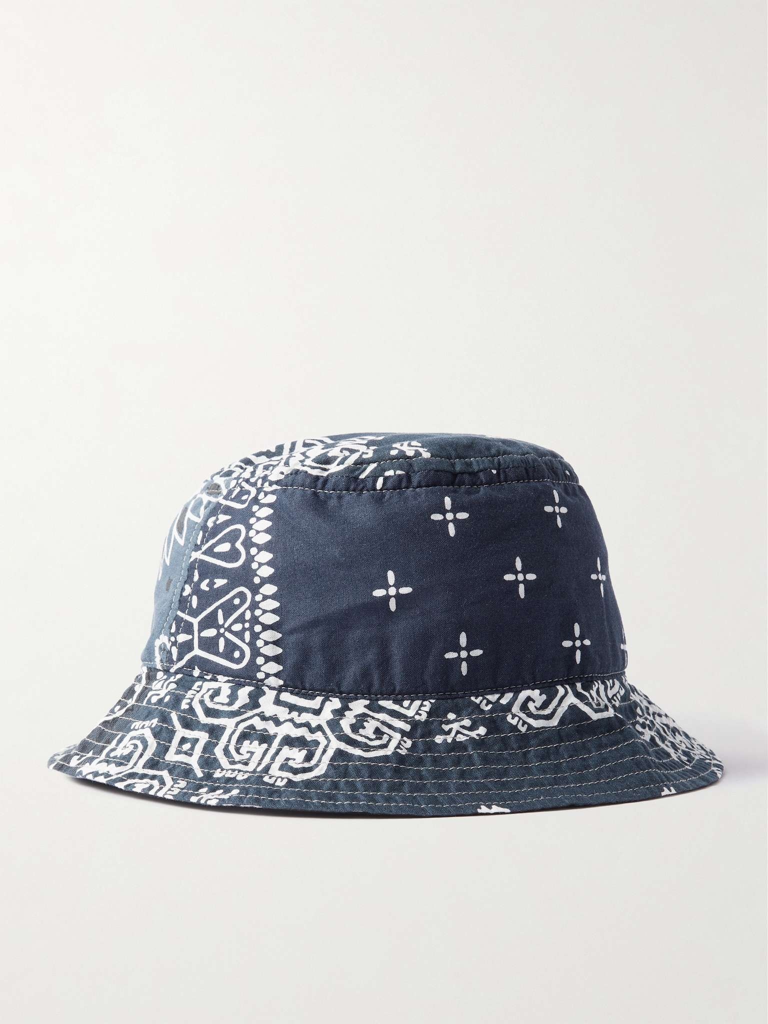 Logo-Appliquéd Bandana-Print Cotton-Voile Bucket Hat - 1