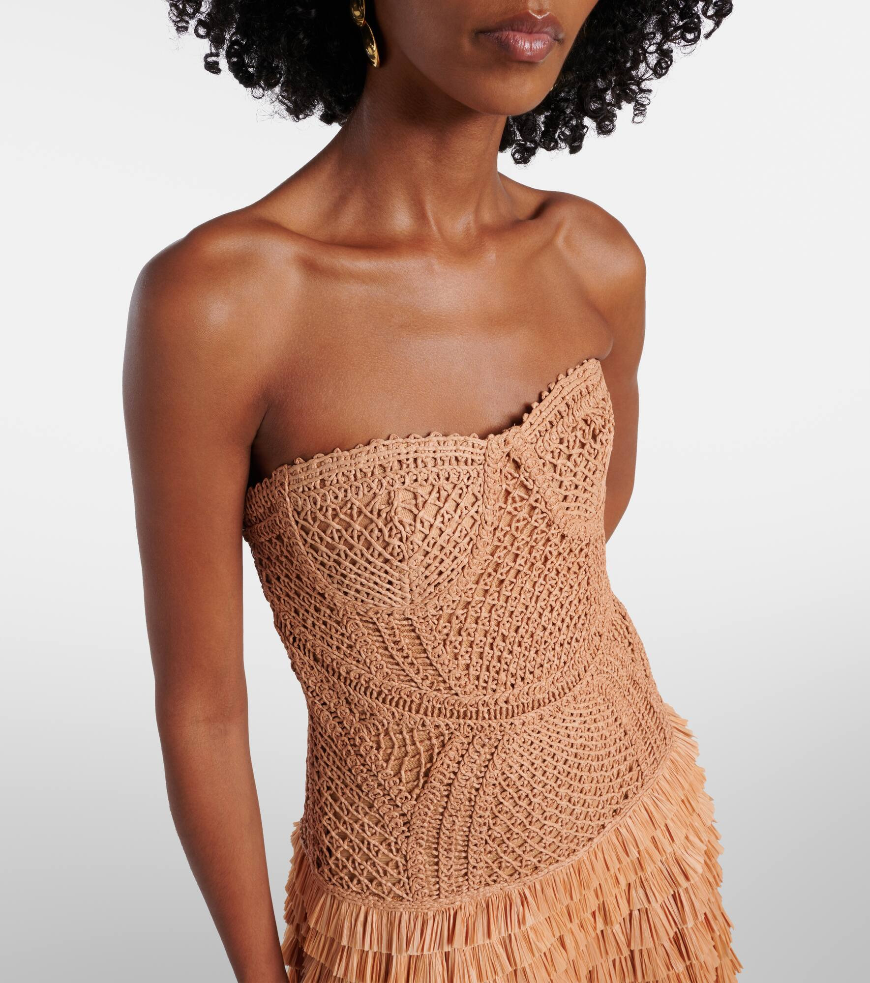 Santana raffia-blend bustier dress - 4