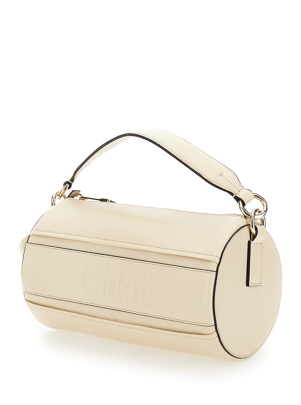 Chloé Women 'Woody' Cream White Tube Shoulder Bag With Engraved Logo In Leather Woman - 2