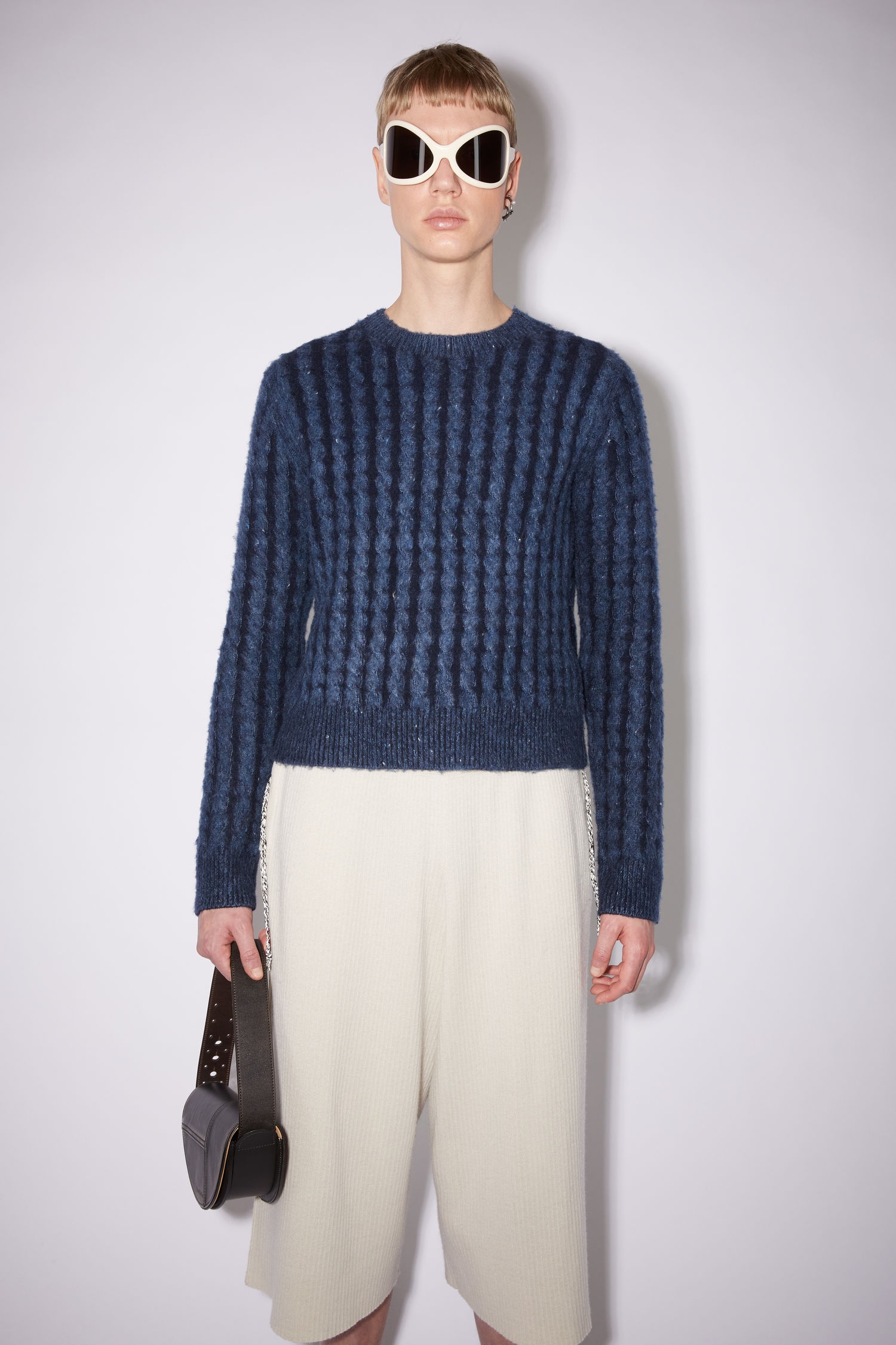 Cable knit sweater - Mid blue - 2