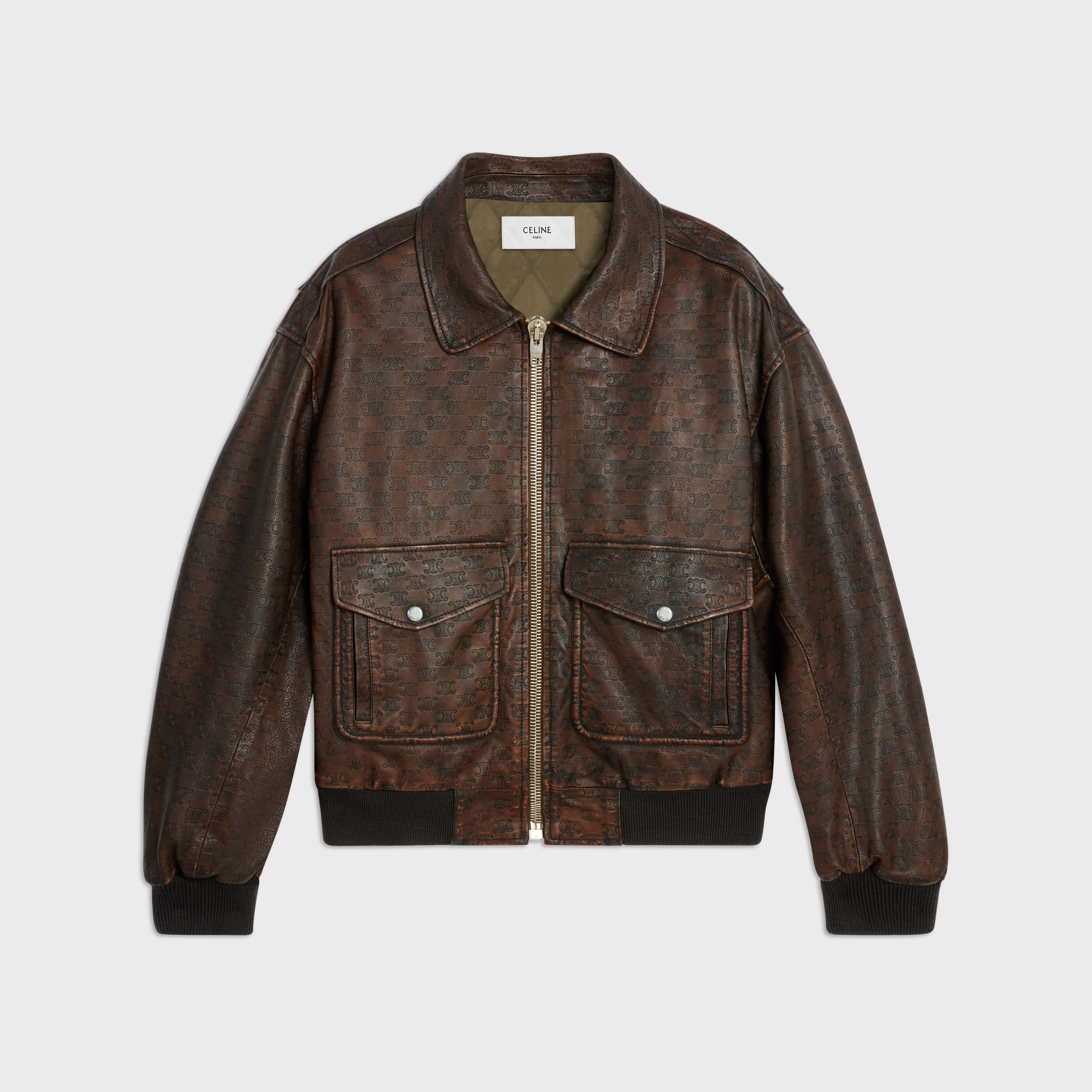 aviator blouson jacket in embossed lambskin