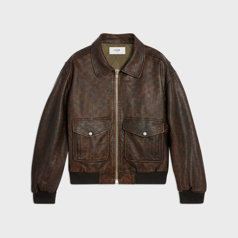 aviator blouson jacket in embossed lambskin 1