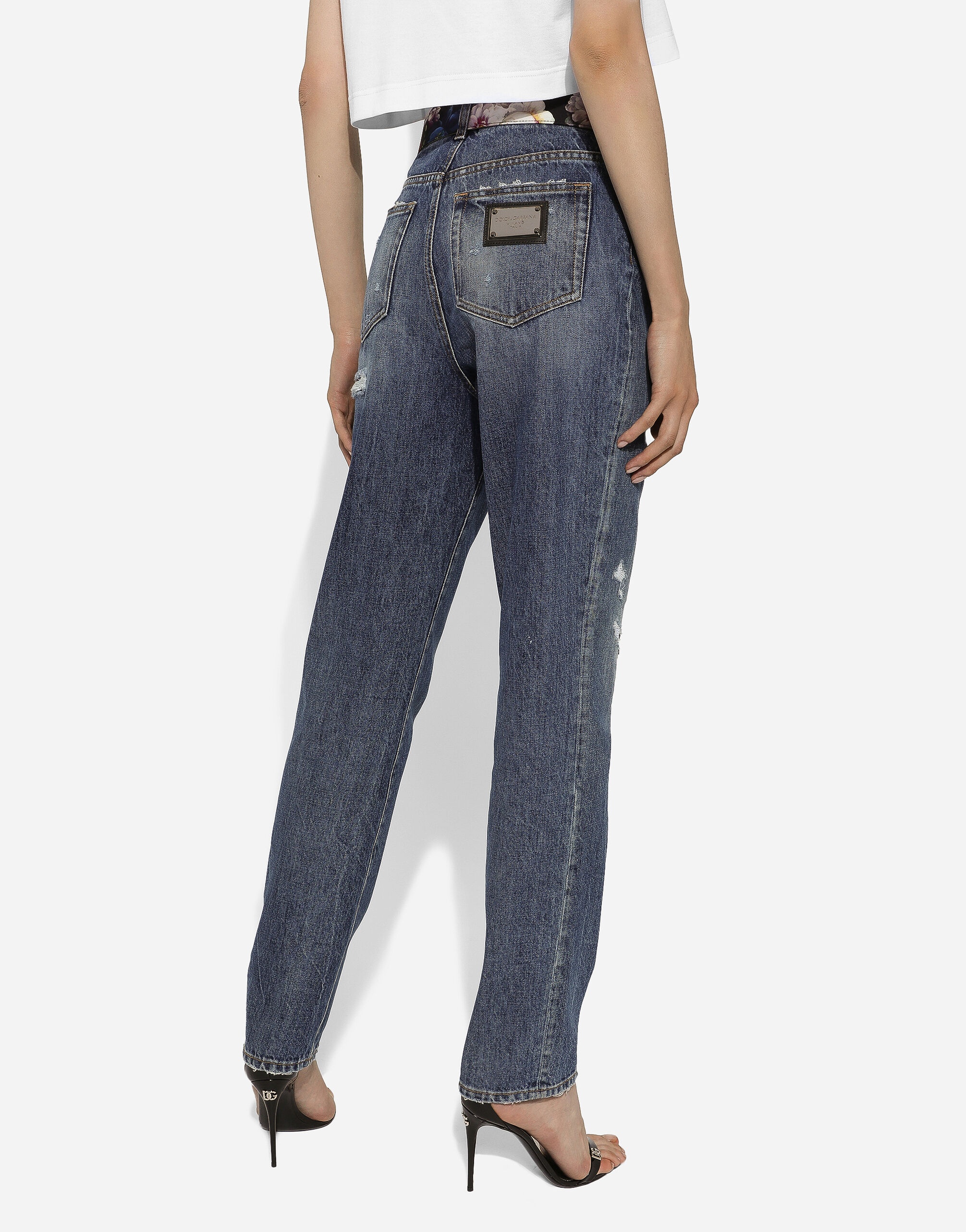 Denim jeans with rips - 4