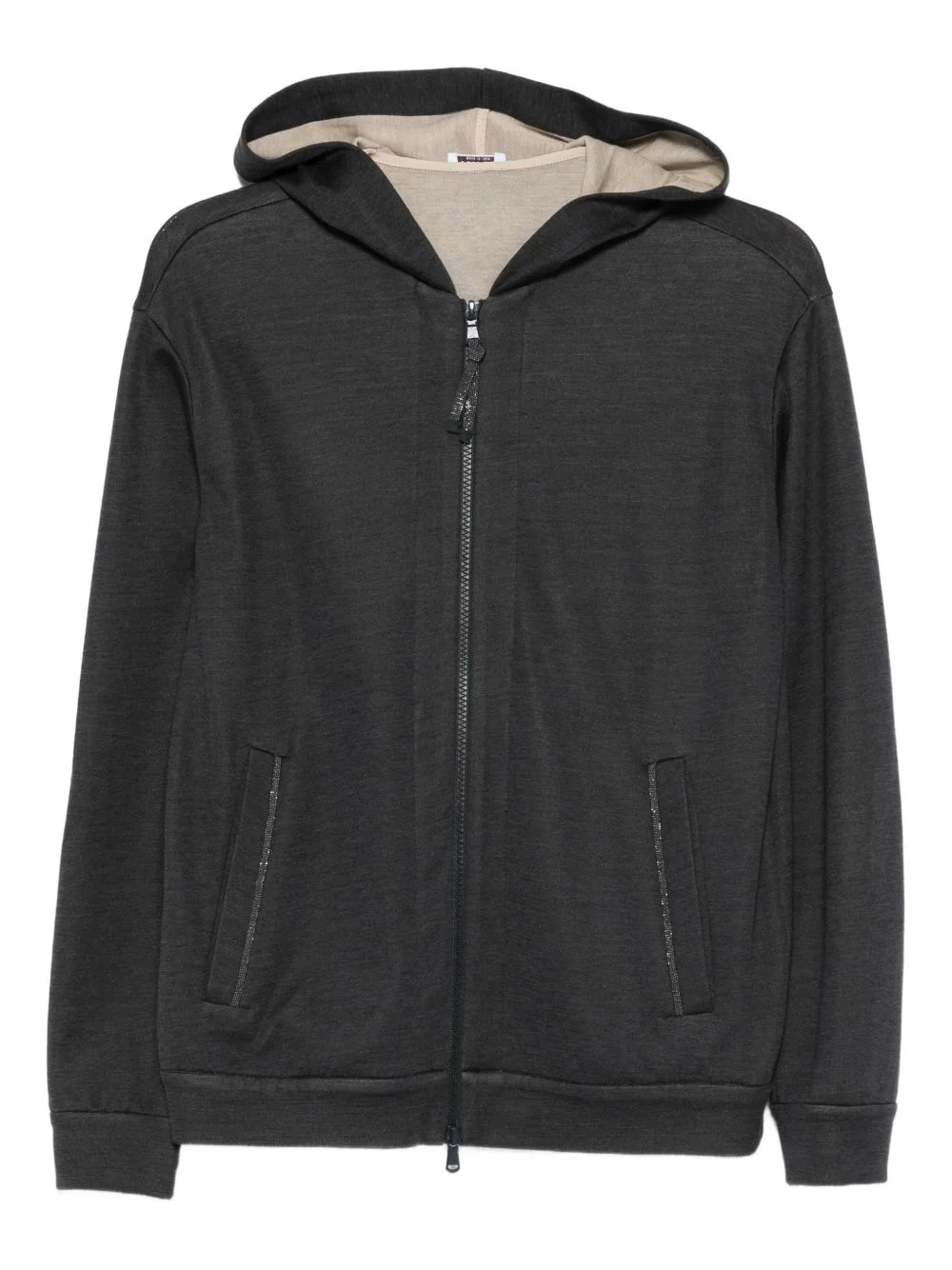 zip fastening cotton hoodie - 1