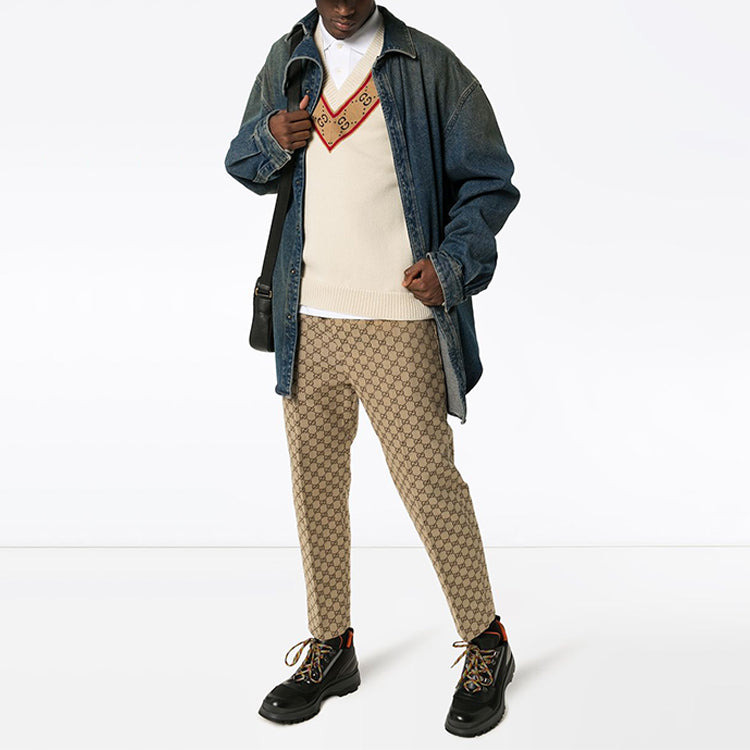 Gucci GG V-neck Wool Sweater 'Beige' 577089-XKAUO-9166 - 2