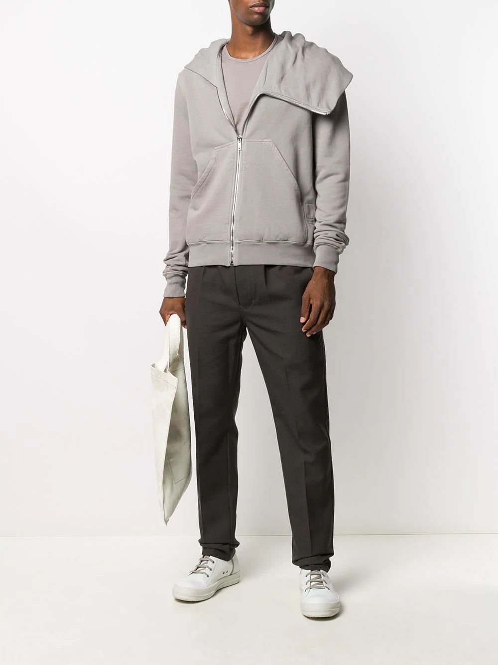 asymmetric zipped hoodie - 2