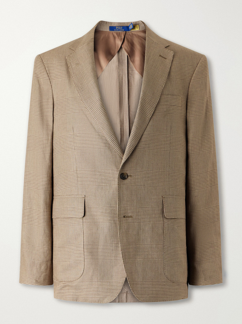 Houndstooth Linen-Blend Blazer 1