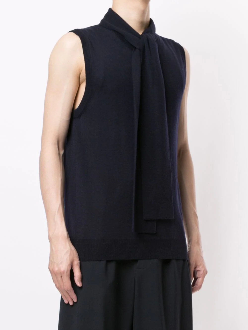 sleeveless scarf neck vest - 3