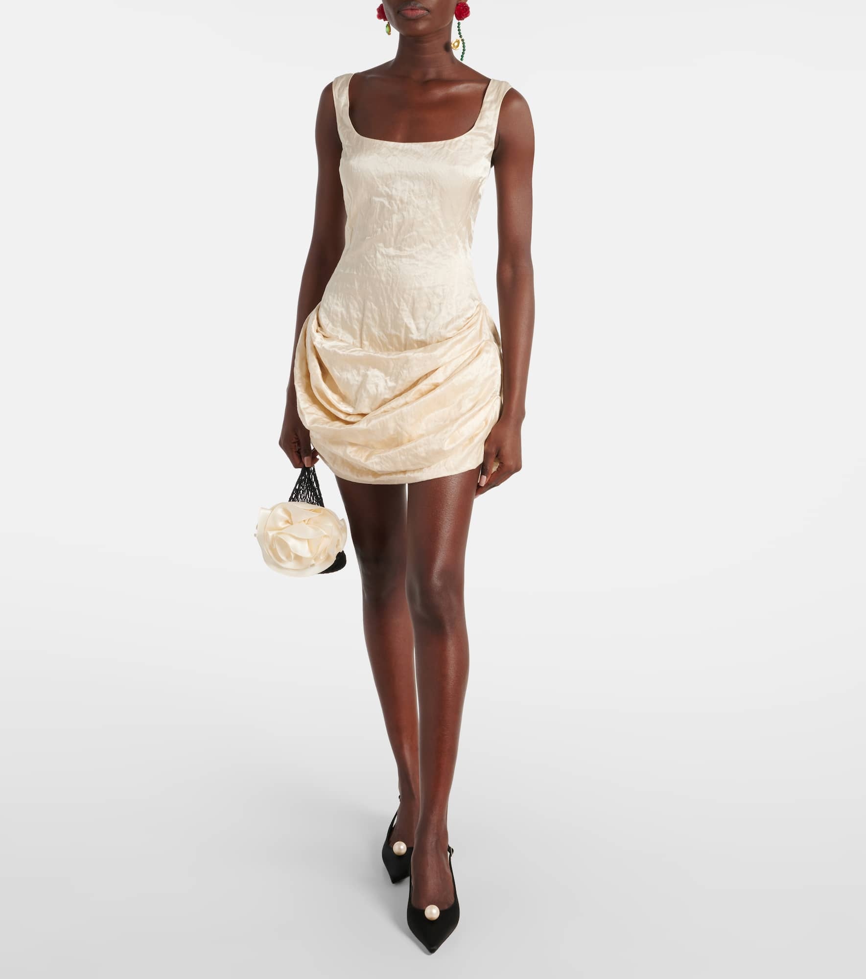 Draped cotton-blend minidress - 2