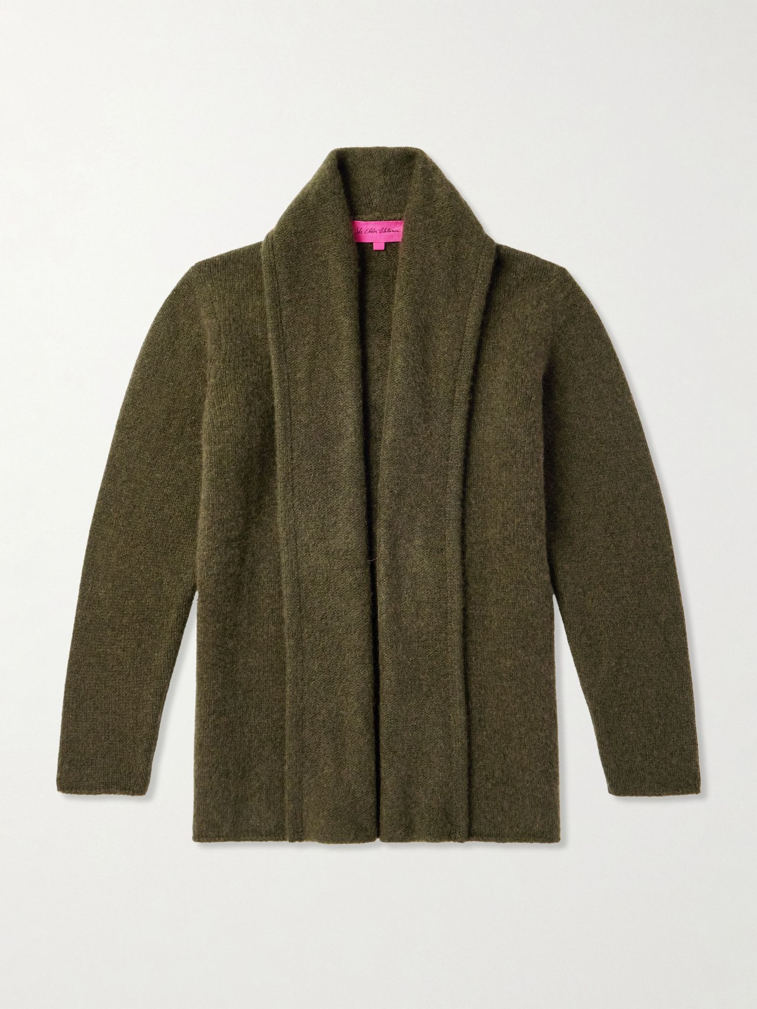 Shawl-Collar Cashmere Cardigan Green - 1