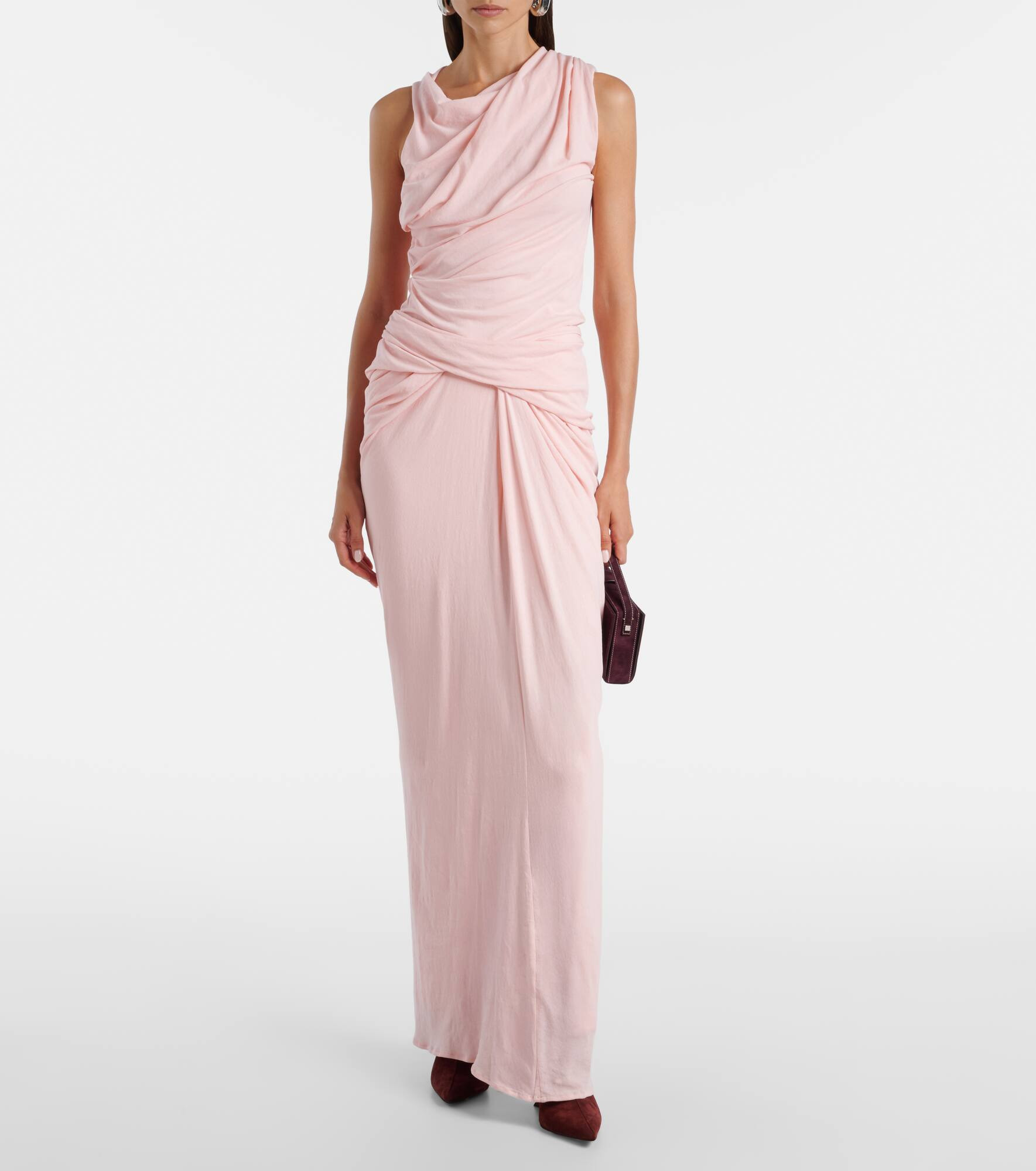 Gathered cotton-blend jersey maxi skirt - 2