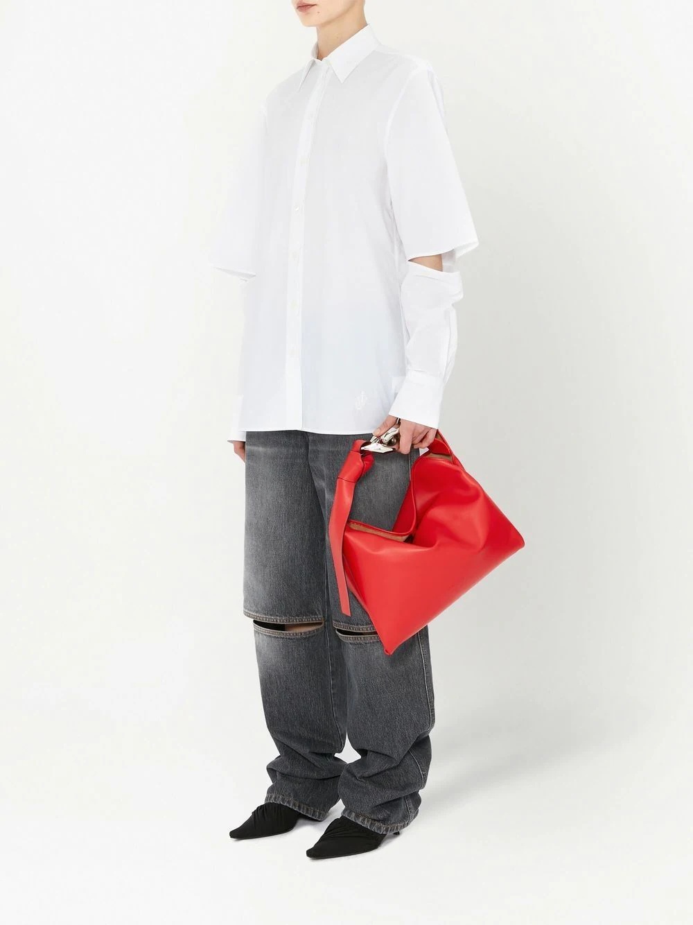 cut-out straight jeans - 3