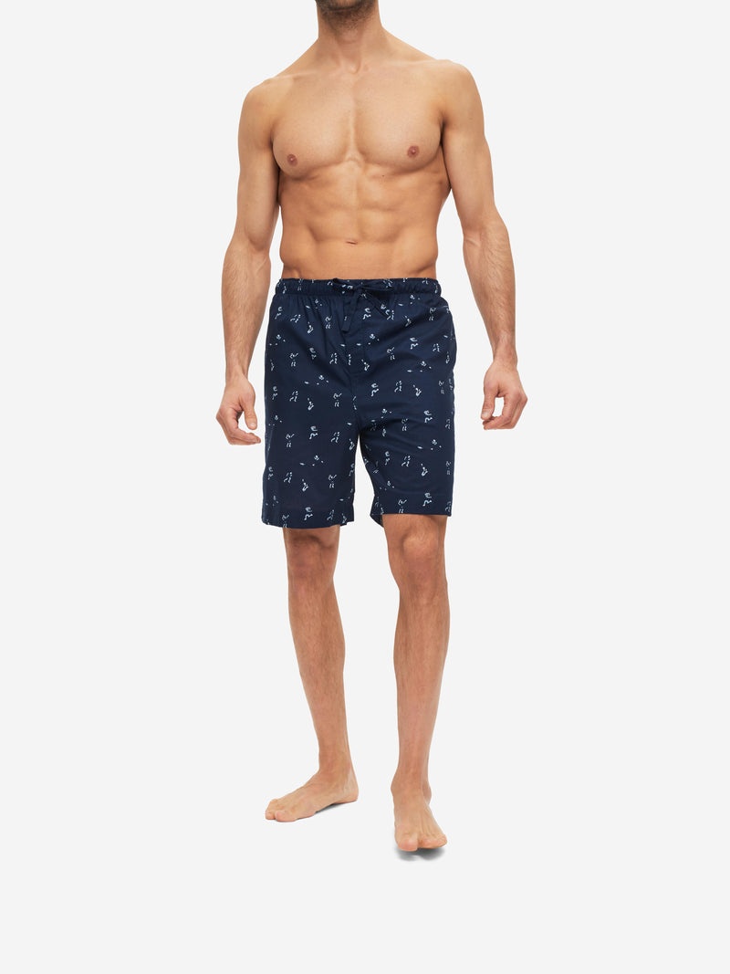 Men's Lounge Shorts Nelson 91 Cotton Batiste Navy - 5