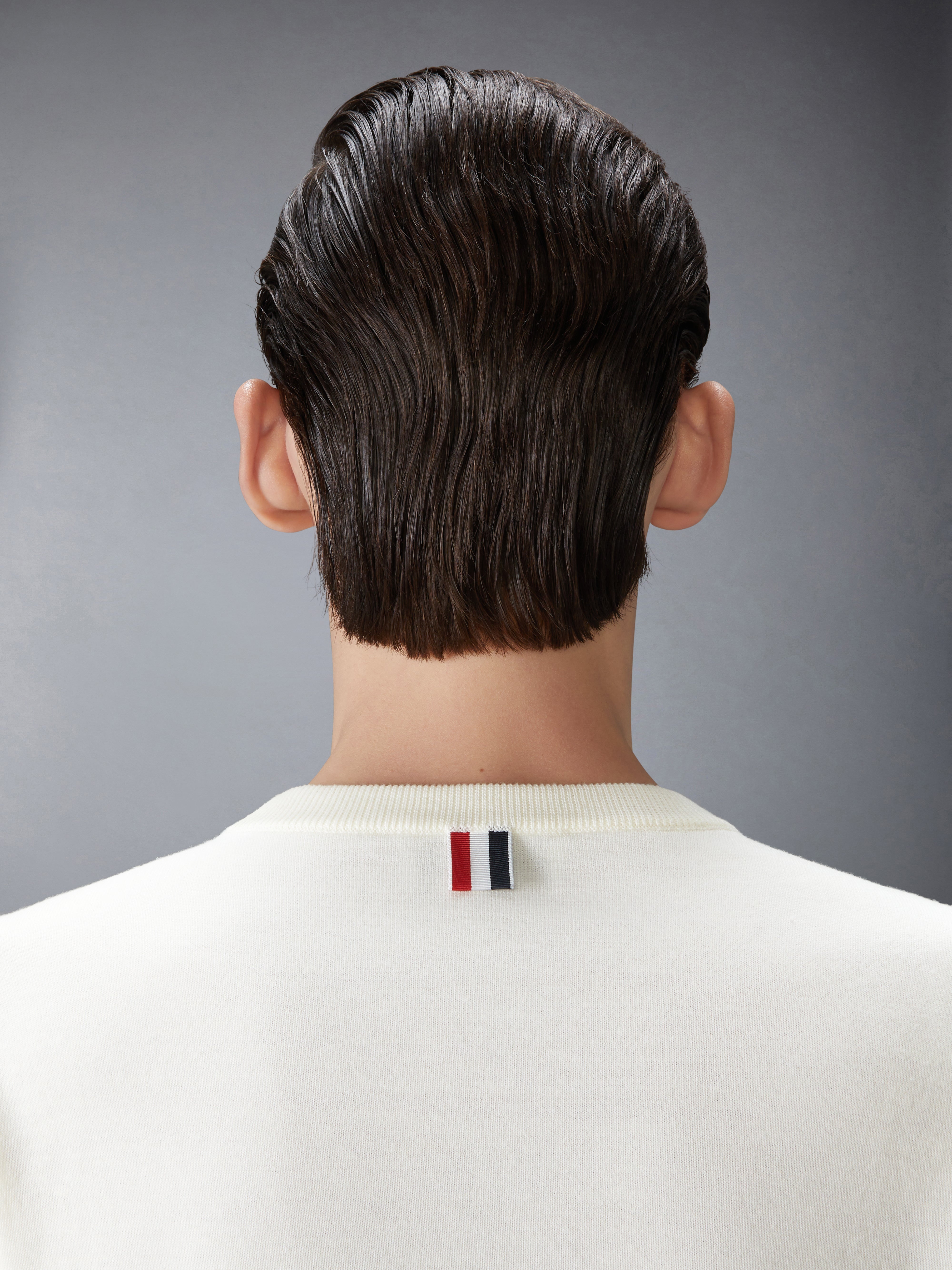 MERINO WOOL DOUBLE FACE 4-BAR CREW NECK PULLOVER - 5