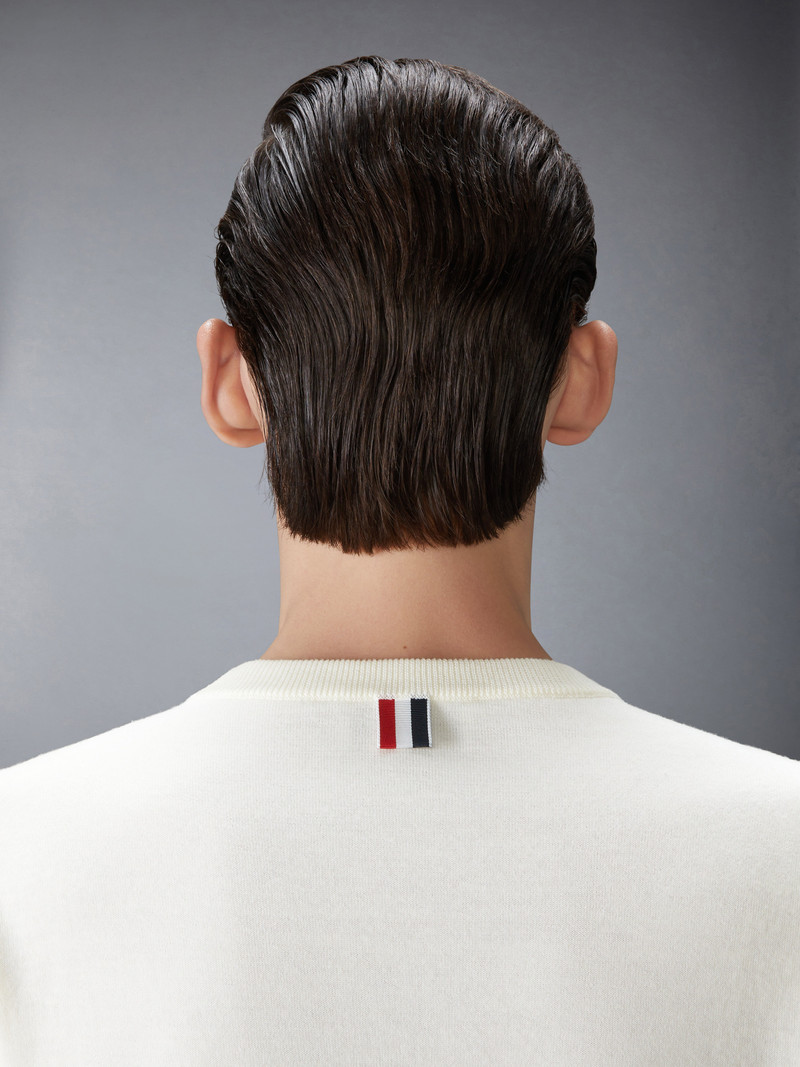 MERINO WOOL DOUBLE FACE 4-BAR CREW NECK PULLOVER 5