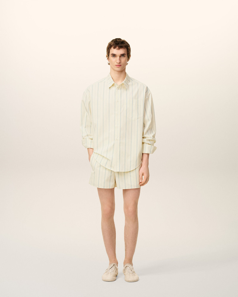 AMI Paris BEIGE COTTON STRIPED SHORT outlook