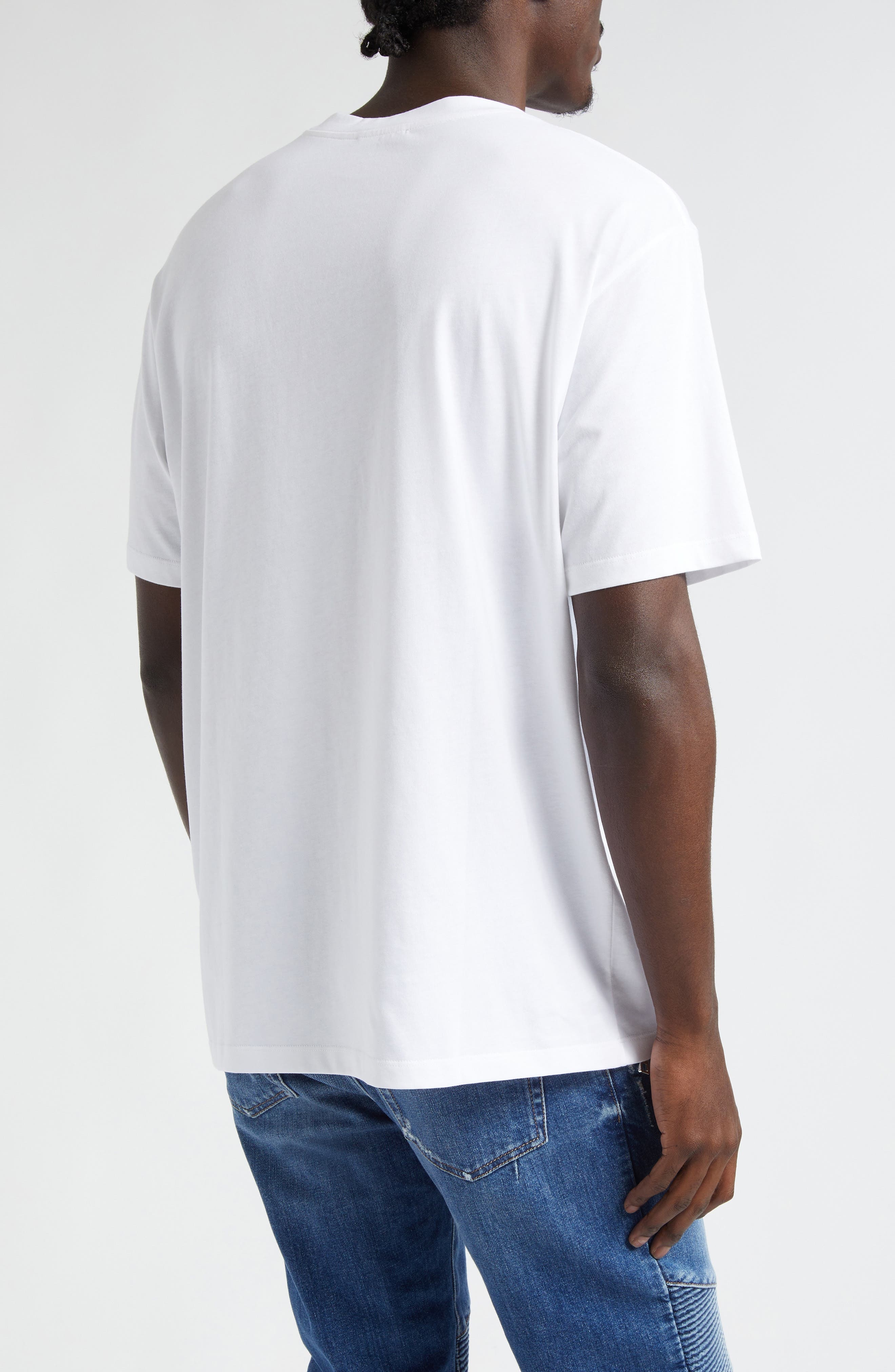 Balmain Organic Cotton Logo Graphic T-Shirt in Gab White/Black at Nordstrom - 2