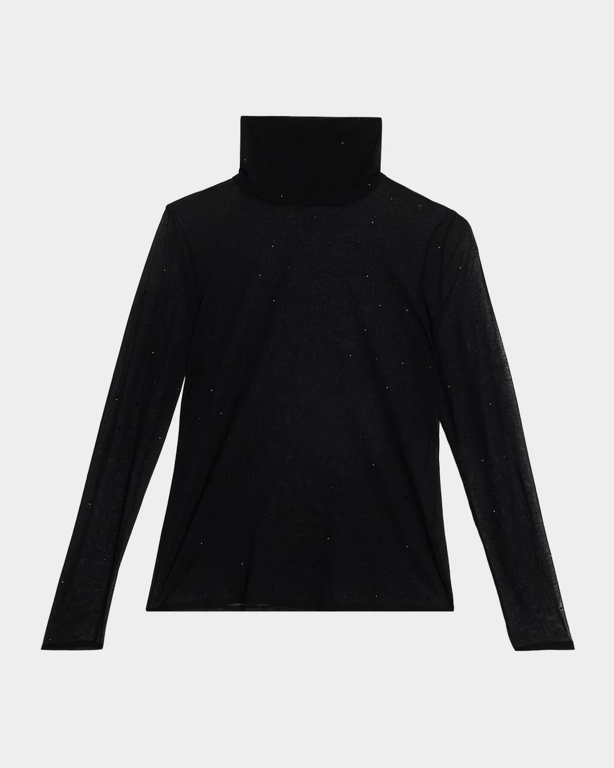 Sheer Crystal-Embellished Turtleneck Pullover - 1