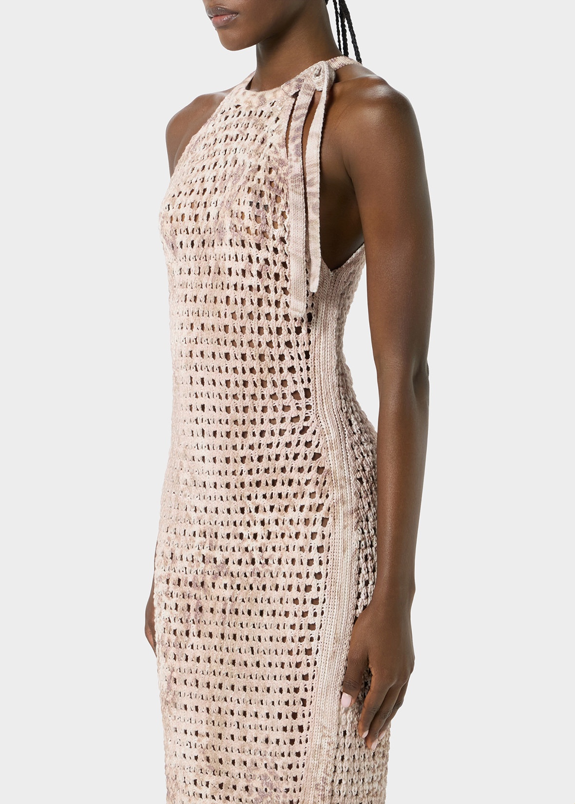 LONG MESH DRESS WITH FRINGES - 5