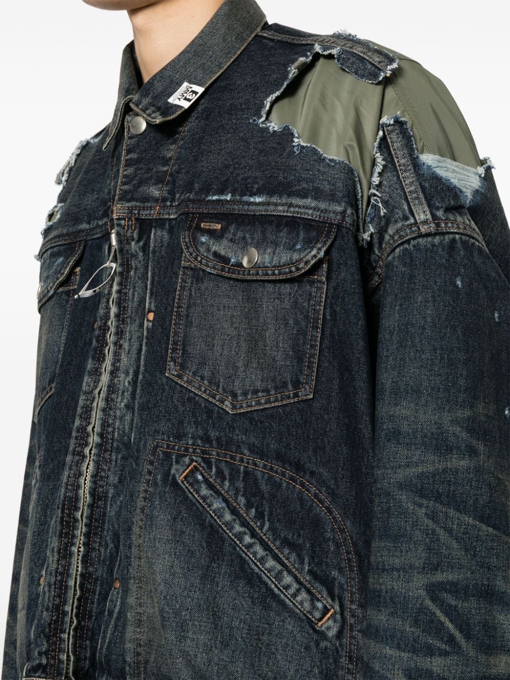 layered denim jacket - 5
