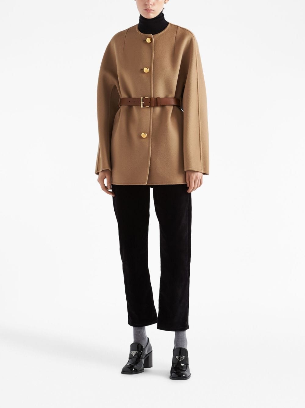 belted single-breasted wool coat - 2