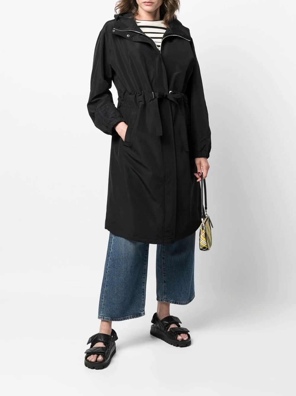 oversized hooded zip-up coat - 2