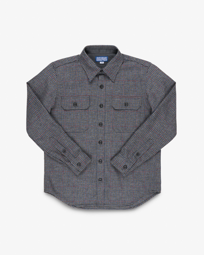 IHDR-434-PPT 14OZ FOX BROTHERS® WOOL CPO SHIRT - ANTIQUE PEWTER PUPPYTOOTH CHECK 1
