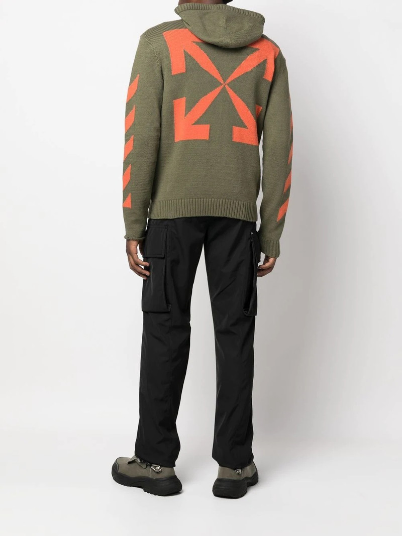 Off-White knitted chevron-detail hoodie outlook