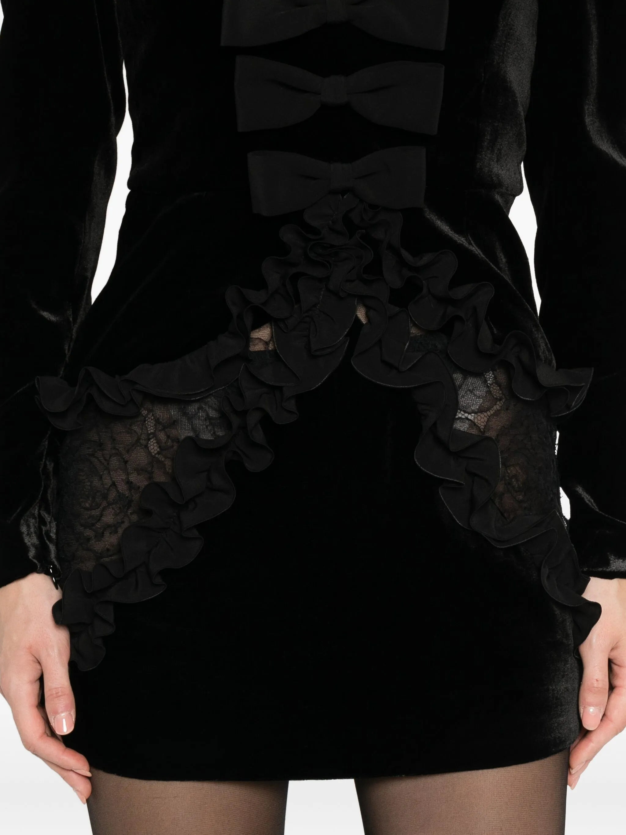 Alessandra Rich Bow-detailed Velvet Mini Dress - 4