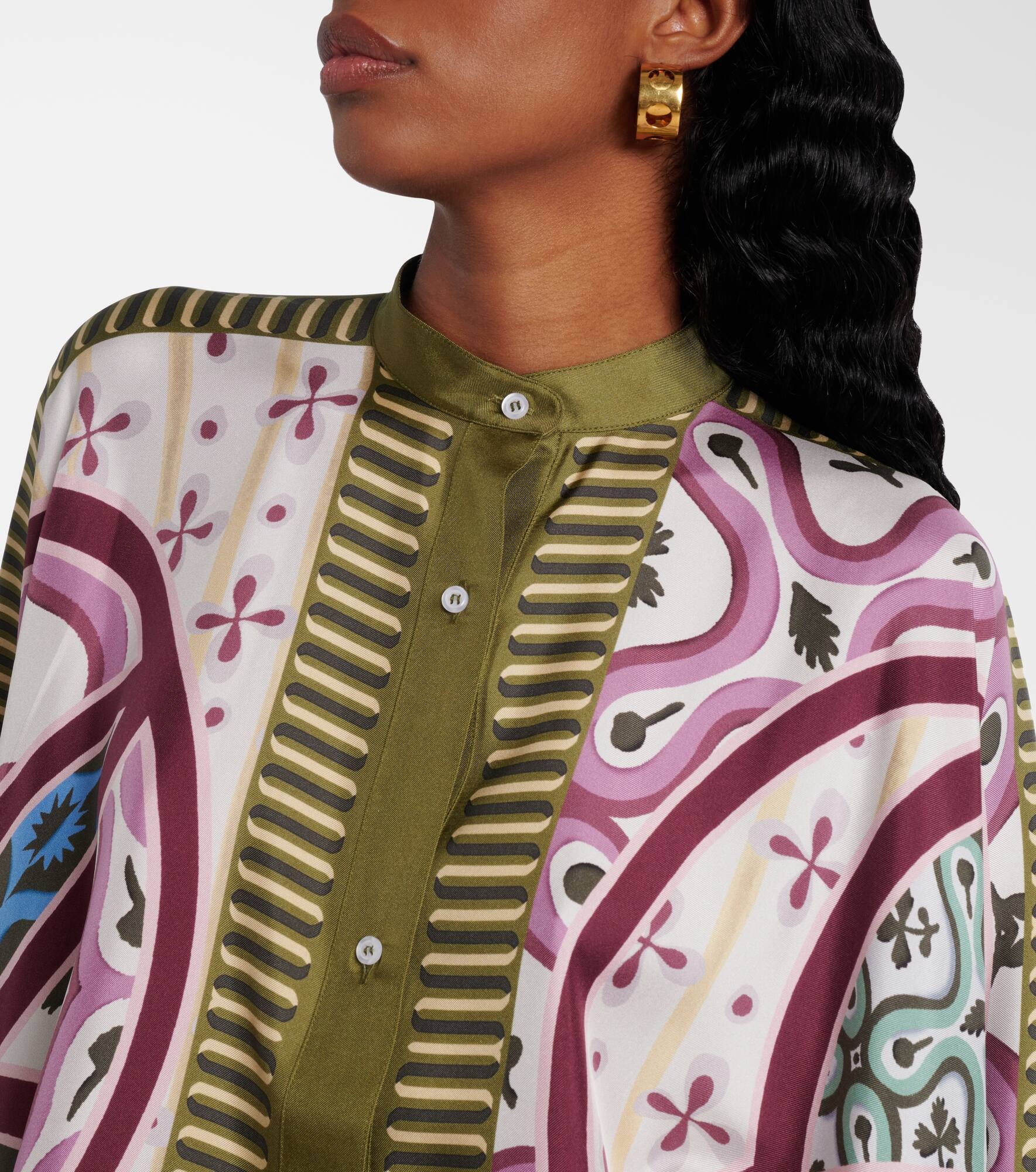 Foulard printed silk twill shirt - 4