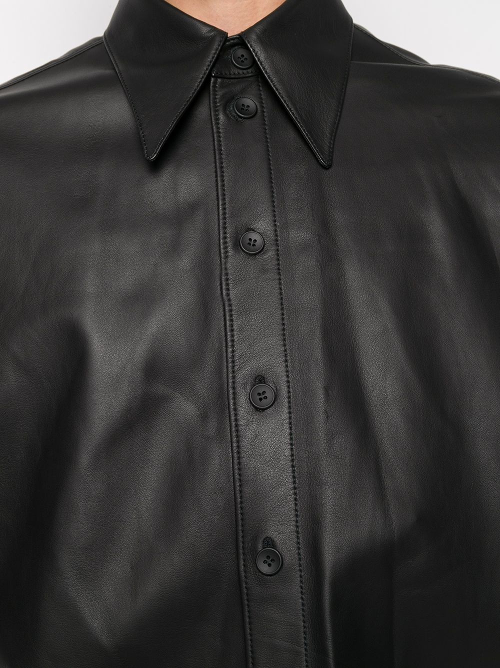 lambskin button-down shirt - 5