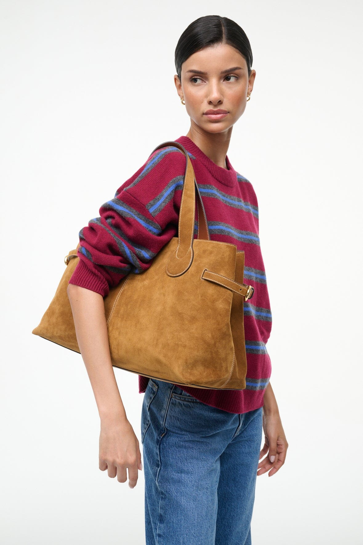 STAUD PIPER TOTE TAN SUEDE - 2