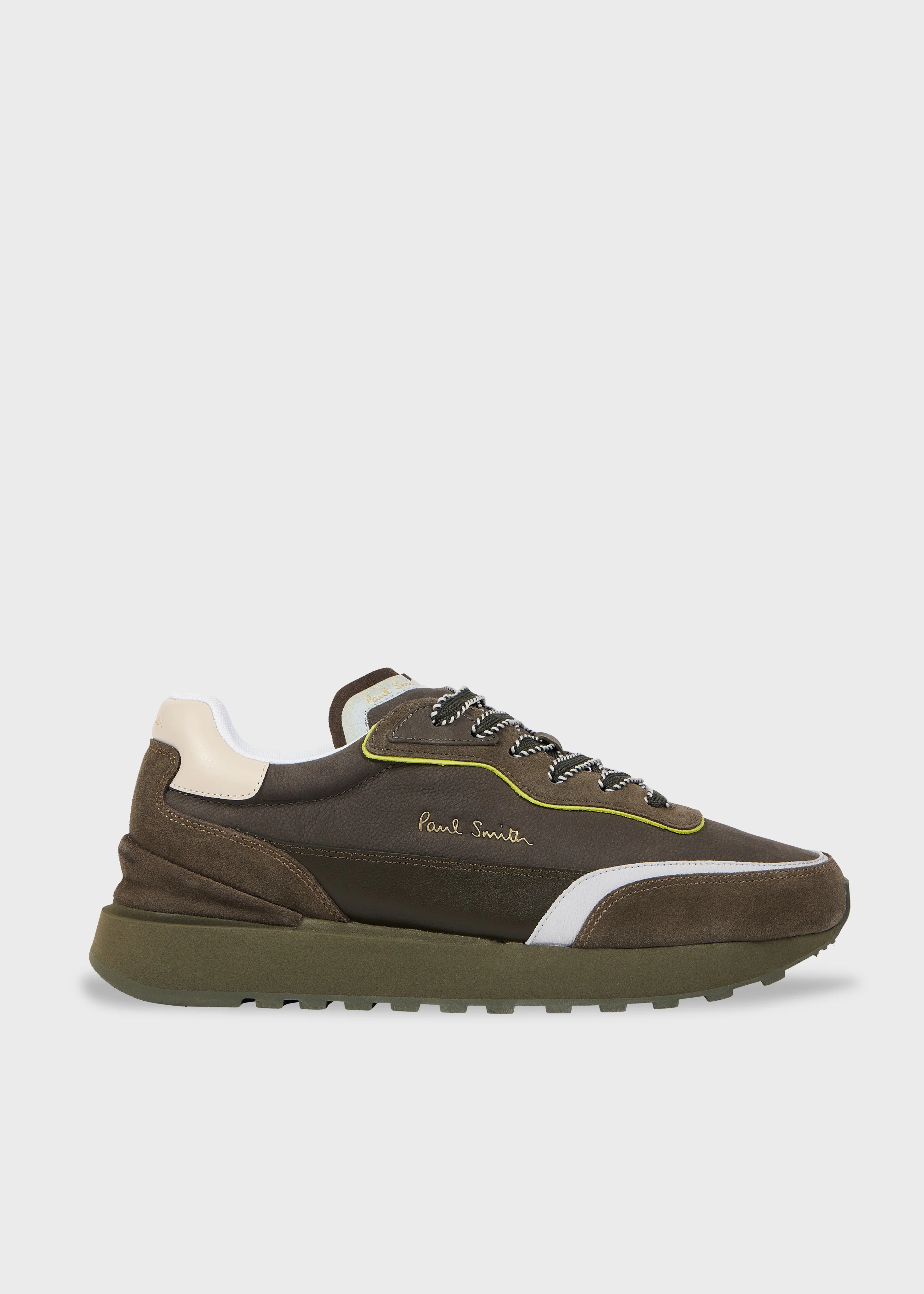Khaki Leather 'Aston' Trainers - 1