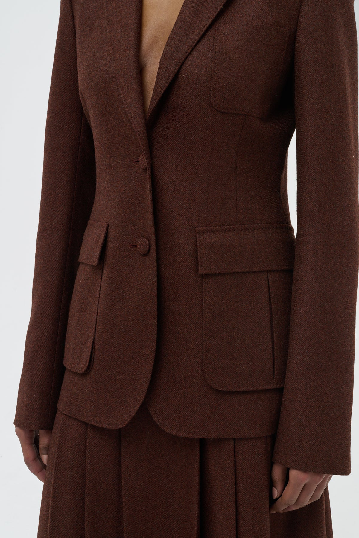 Louisa Blazer in Burnt Sienna Wool Cashmere Flannel - 6