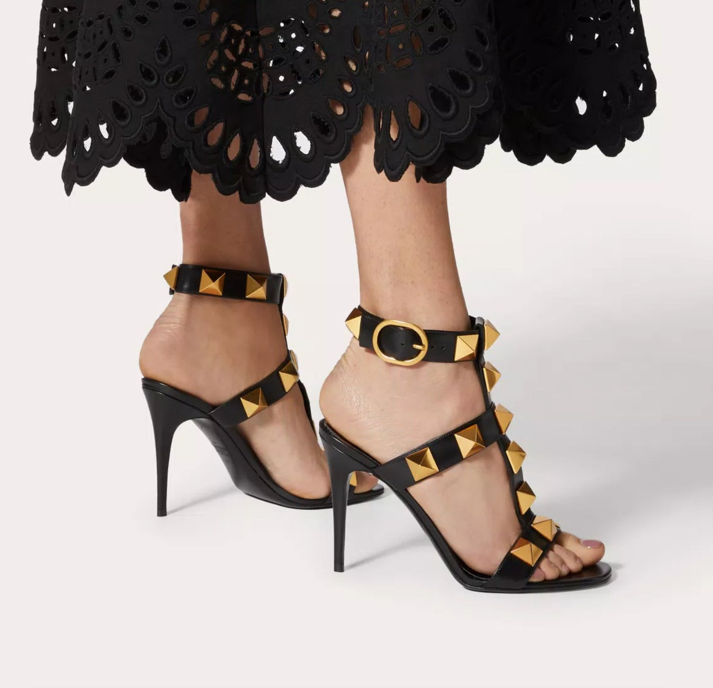 Valentino Roman Stud Calfskin 100 mm Sandals - 4