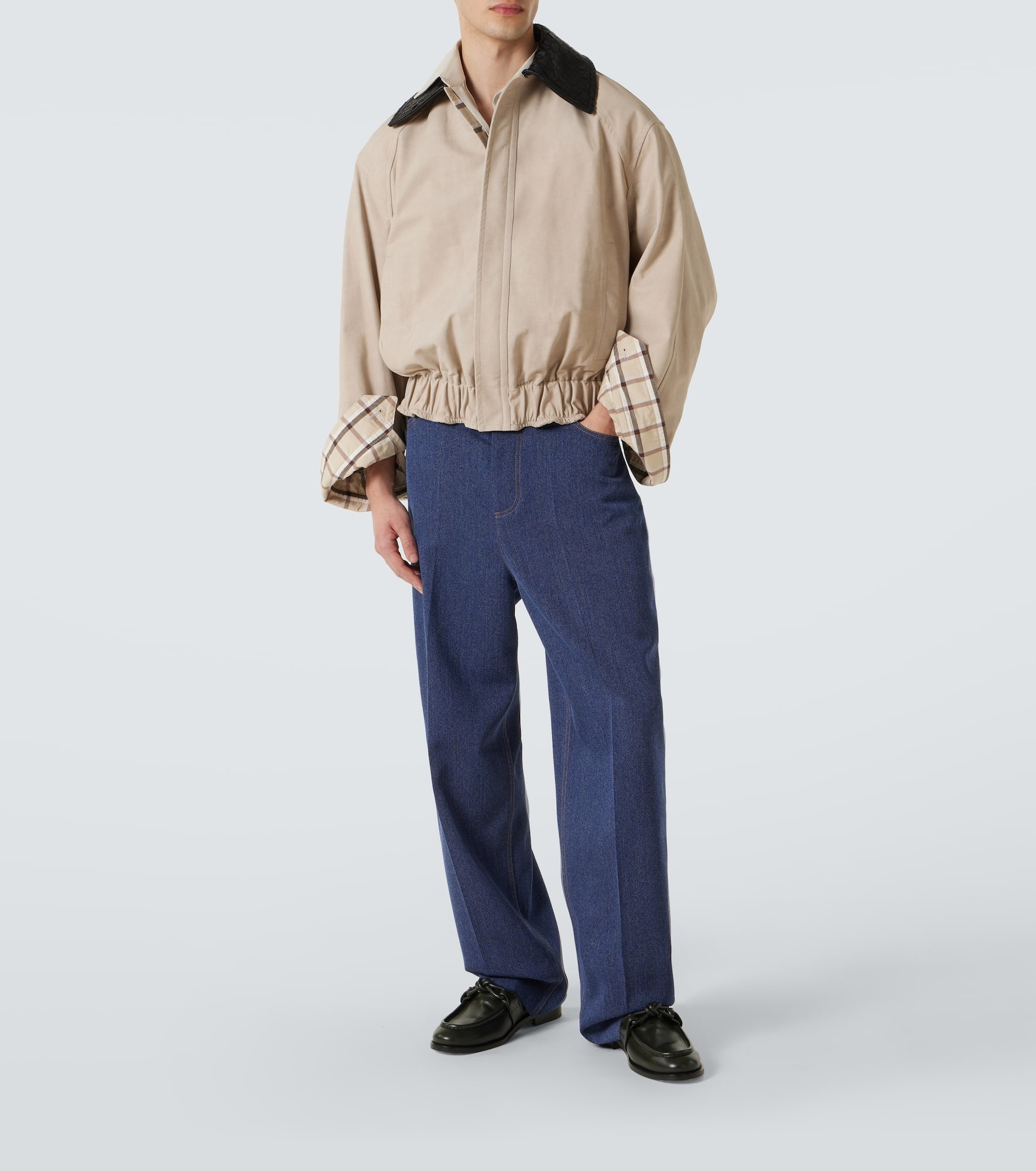 Intrecciato leather twill blouson - 2
