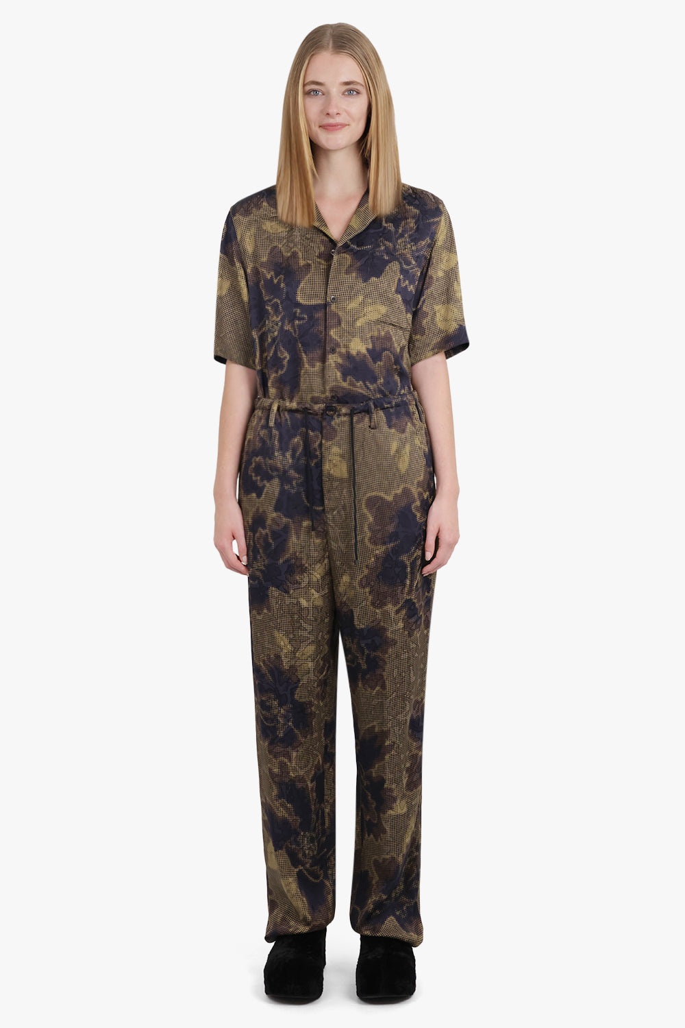 RELAXED FLORAL PRINT S/S SHIRT | BROWN - 3
