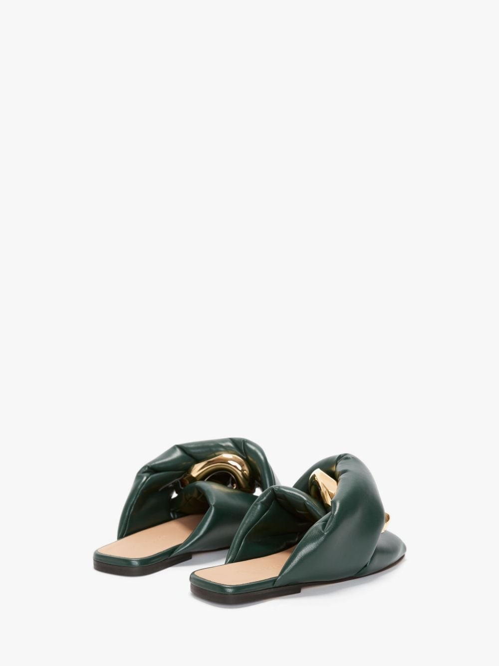 LEEATHER CHAIN TWIST FLAT SANDALS - 3