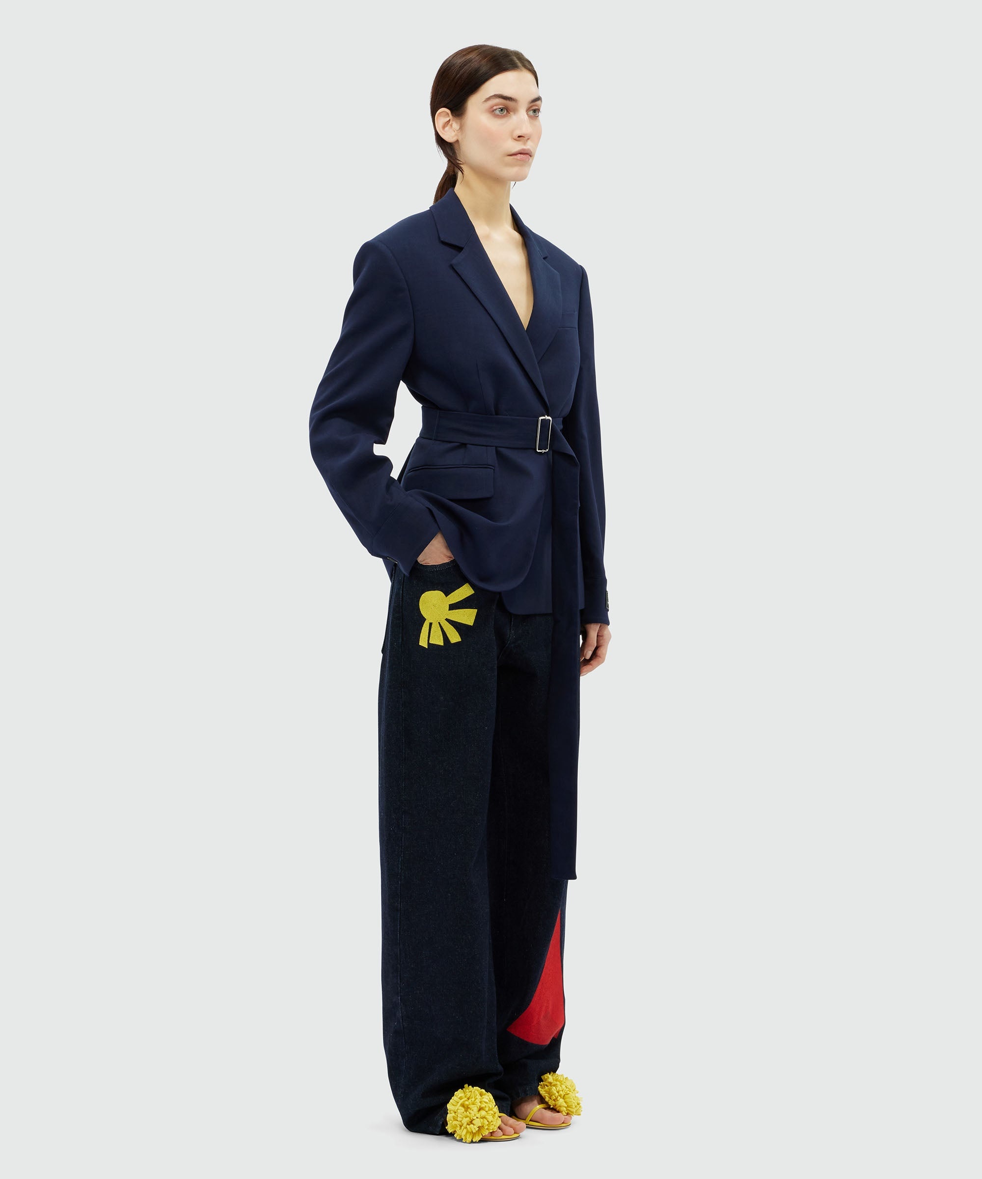 MSGM Tailoring navy blue flamed canvas jacket - 4