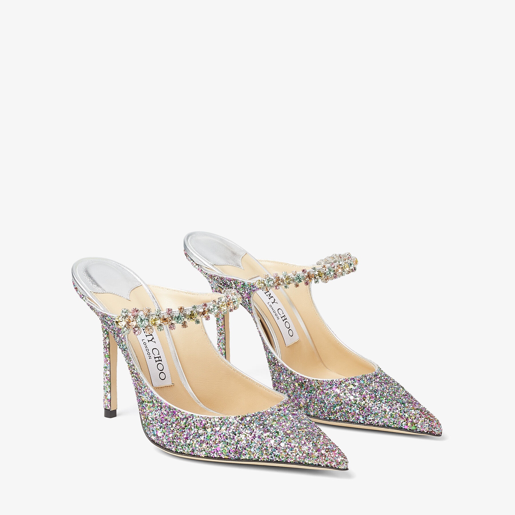 Bing 100
Confetti Glitter Fabric Pumps with Mulitcoloured Crystal Strap - 3