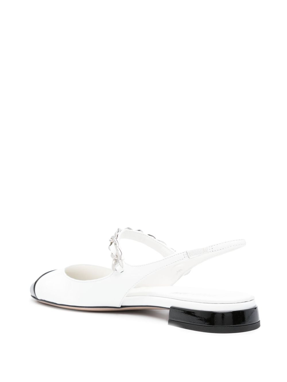 pearl-detail leather ballerina shoes - 3