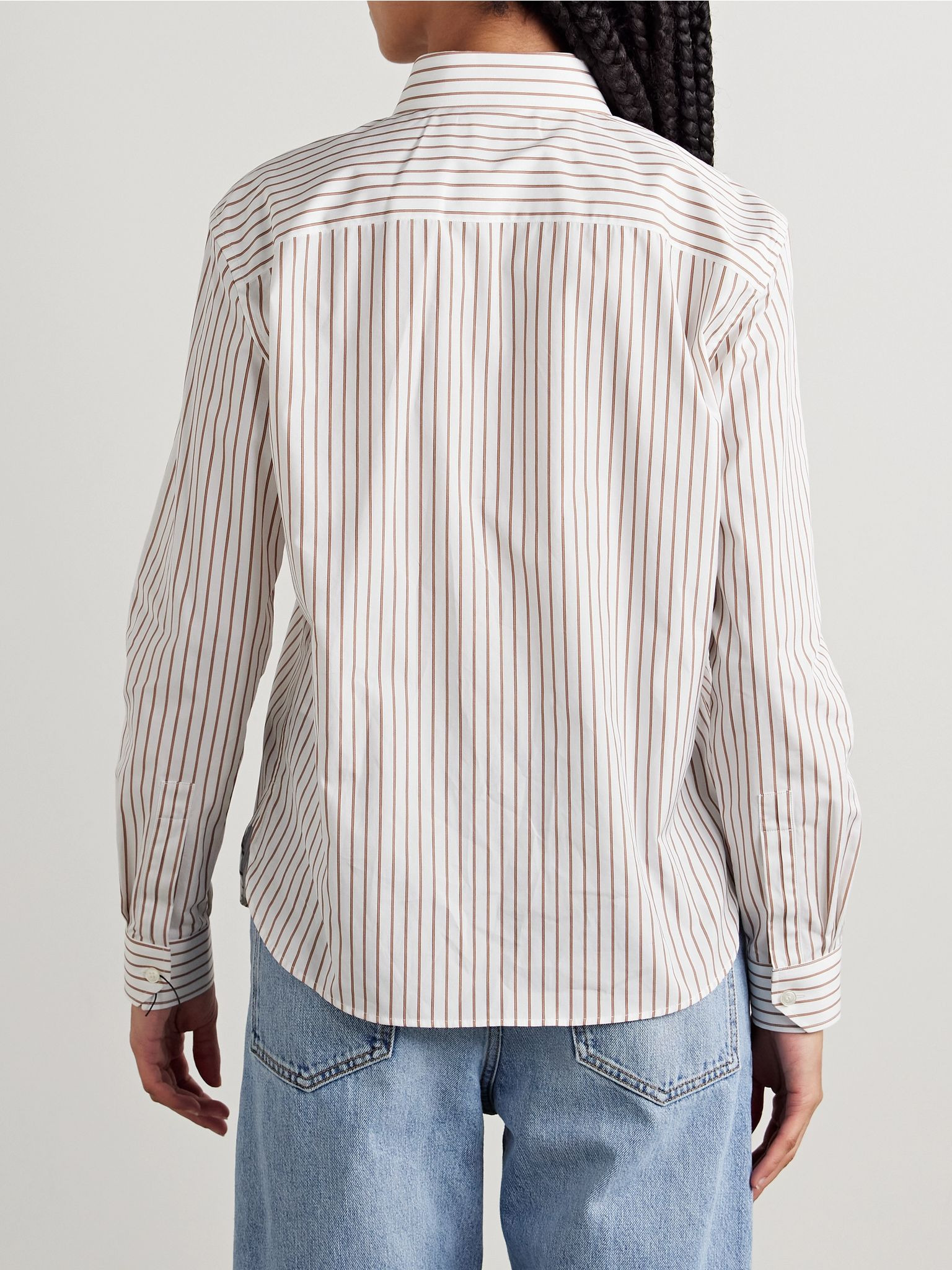 Striped cotton-poplin shirt White - 4